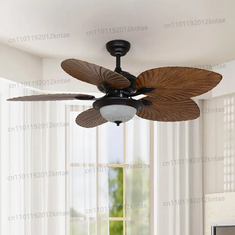 Variable frequency silent american style electric fan light restaurant living room retro ceiling fan  decoration remote control
