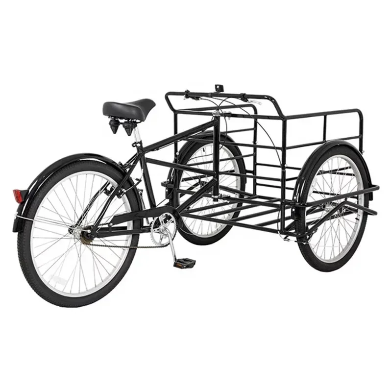 26 inch Single Speed Heavy Cargo bike tricycle Reverse riding cargo trike Warehouse using pedal tricycle