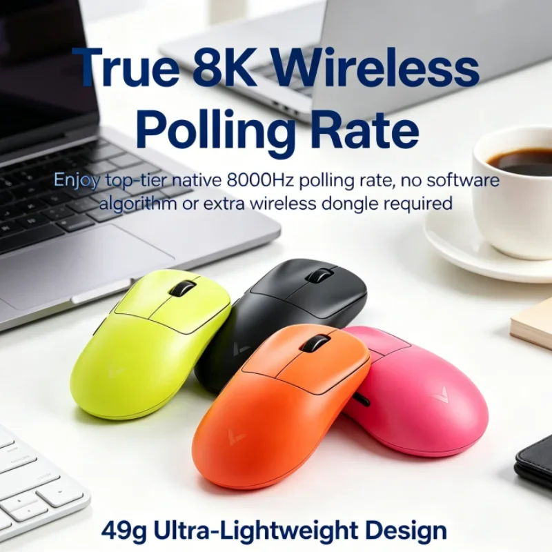 49g Ultra Lightweight Rapoo VT3S MAX Mouse True 8K Wireless Polling Rate 750Hr Long Battery Life GEN-2 Edition