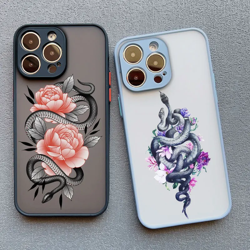 

Creative Simple Style Snake Flower Phone Case for Iphone 15 14 16 Pro Max 11 12 13 Mini Pro Max X XR XS 7 8 Plus Shockproof Case