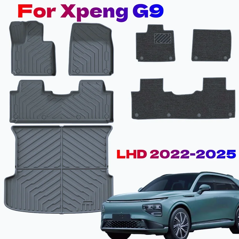 

Для Xpeng G9 2022-2025 напольные коврики и грузовой вкладыш из ТПЭ, всепогодные напольные вкладыши Коврик в багажник TPE Сверхмощный водонепроницаемый коврик для G9