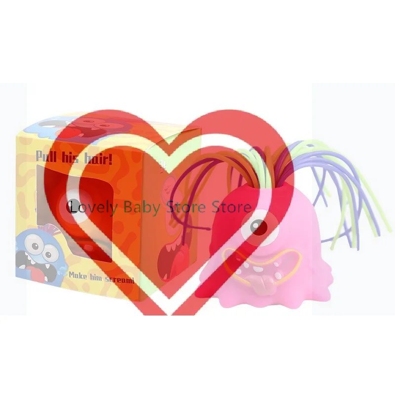 【BS】Hair Pull Screaming Monster Toy Light Up Sound Effect Fidget Toy Stress Relief Funny Gift Hair-Pulling Stress-Relieving Toy