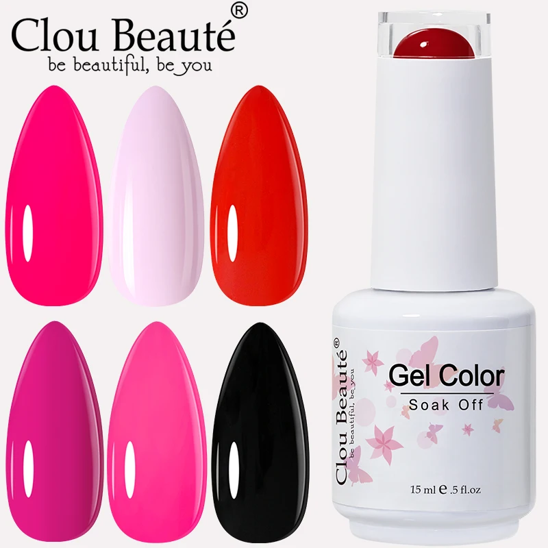 Clou Beaute 15 ml roter Nagelgellack Vernis Semi Permanent UV-härtender Nagelglitzerlack Base Top Coat Nails Gel Ongle