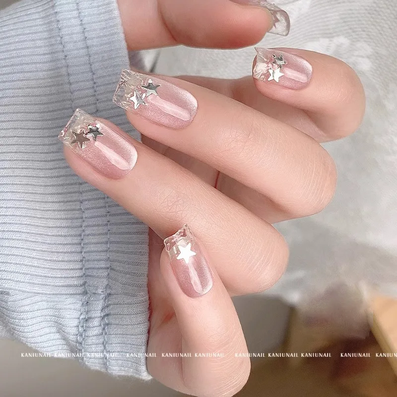 나비 레이저 반짝이 네일 아트 플레이크 스타 하트 토끼 은빛 검은 손톱 Seqiuns 한국어 DIY 매니큐어 장식 액세서리