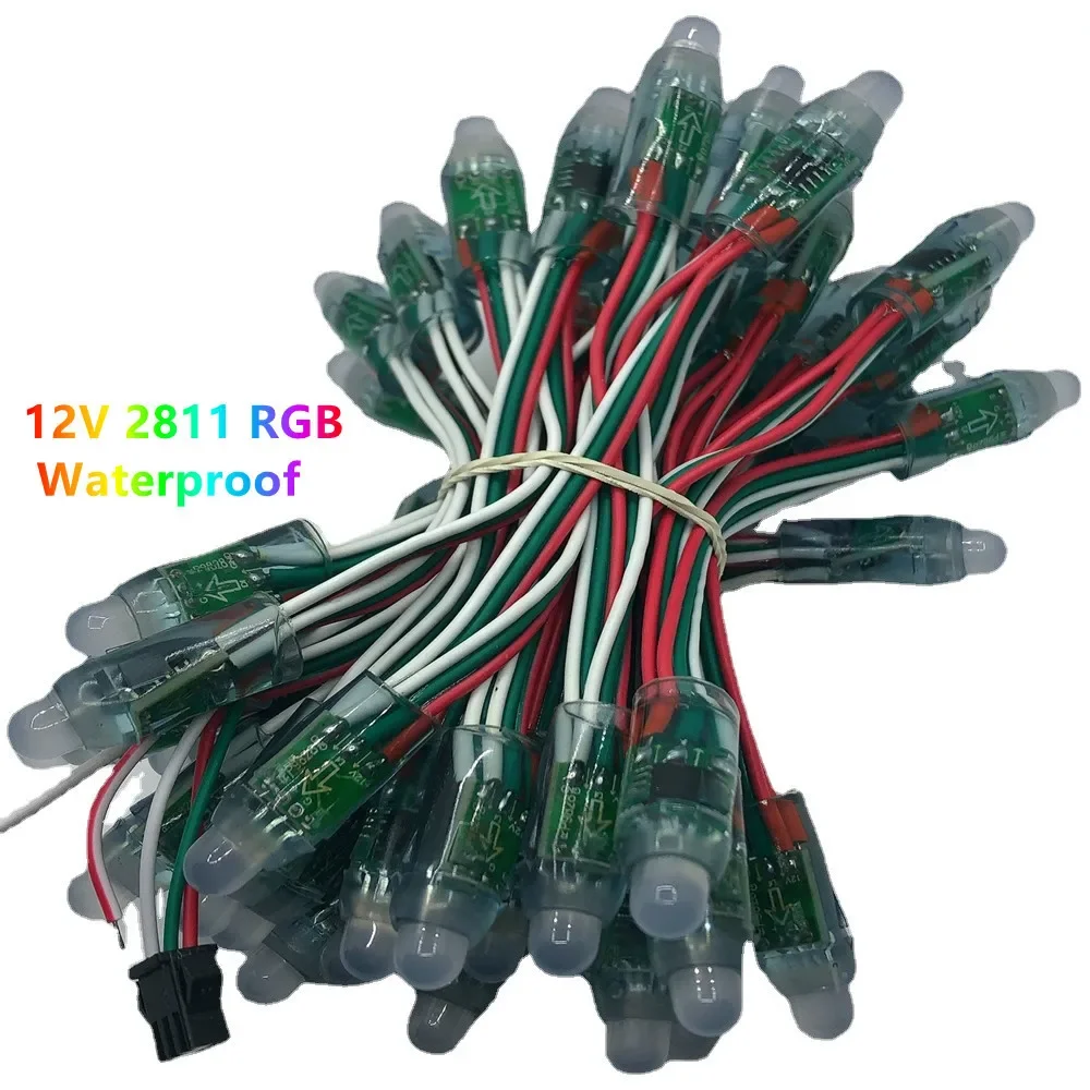 1000pcs/Pack DC12V WS2811 2811 IC 12mm RGB Led Module String Waterproof Digital Full Color IP68 LED Pixel Light 12v pixel string