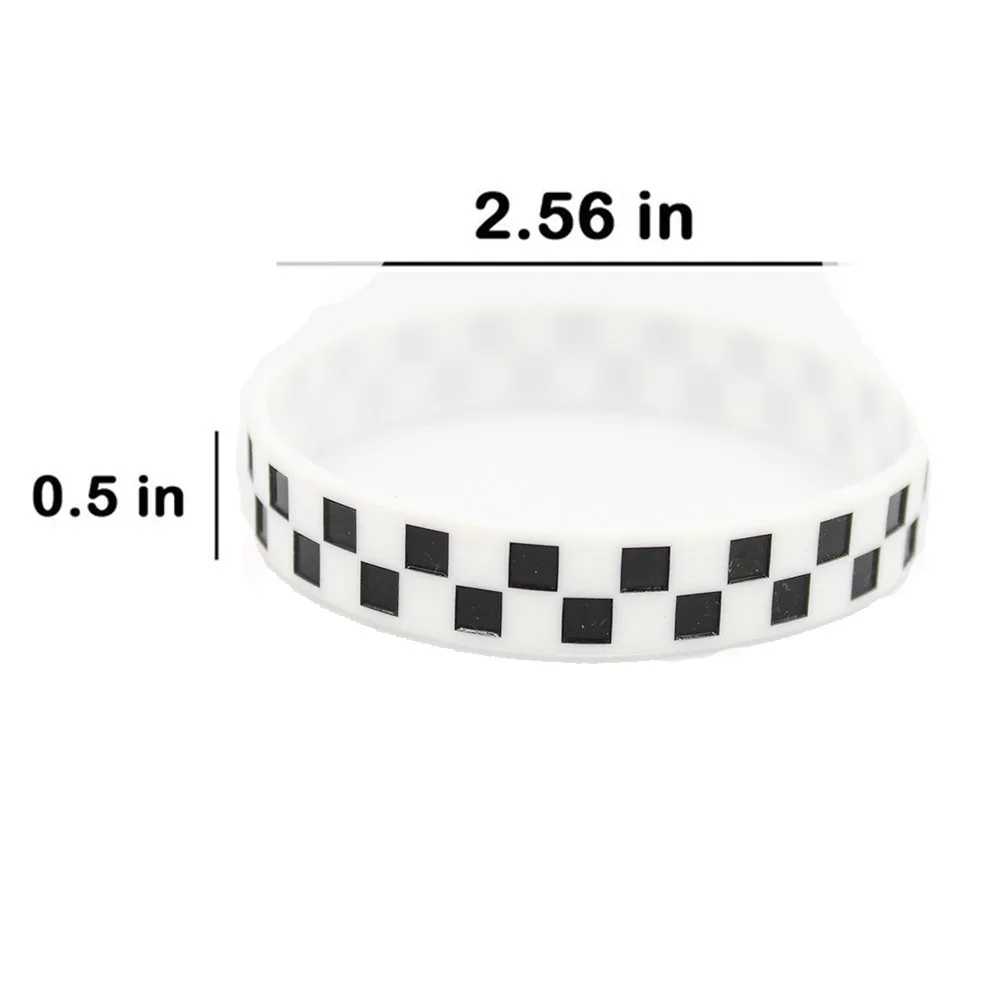 6/12/24 Stück Rennwagen Gummiarmbänder Silikon Rennwagen Schwarz Weiß Karierte Silikonarmbänder Rennwagen Partygeschenke Dekore – Detail 3