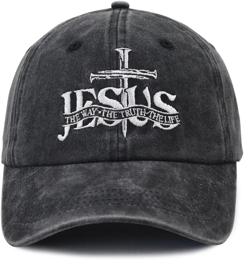 

Christian Jesus Hat Men Women Adjustable Embroidered Cotton The Way The Truth The Life Baseball Cap Outdoor Casual Headwear