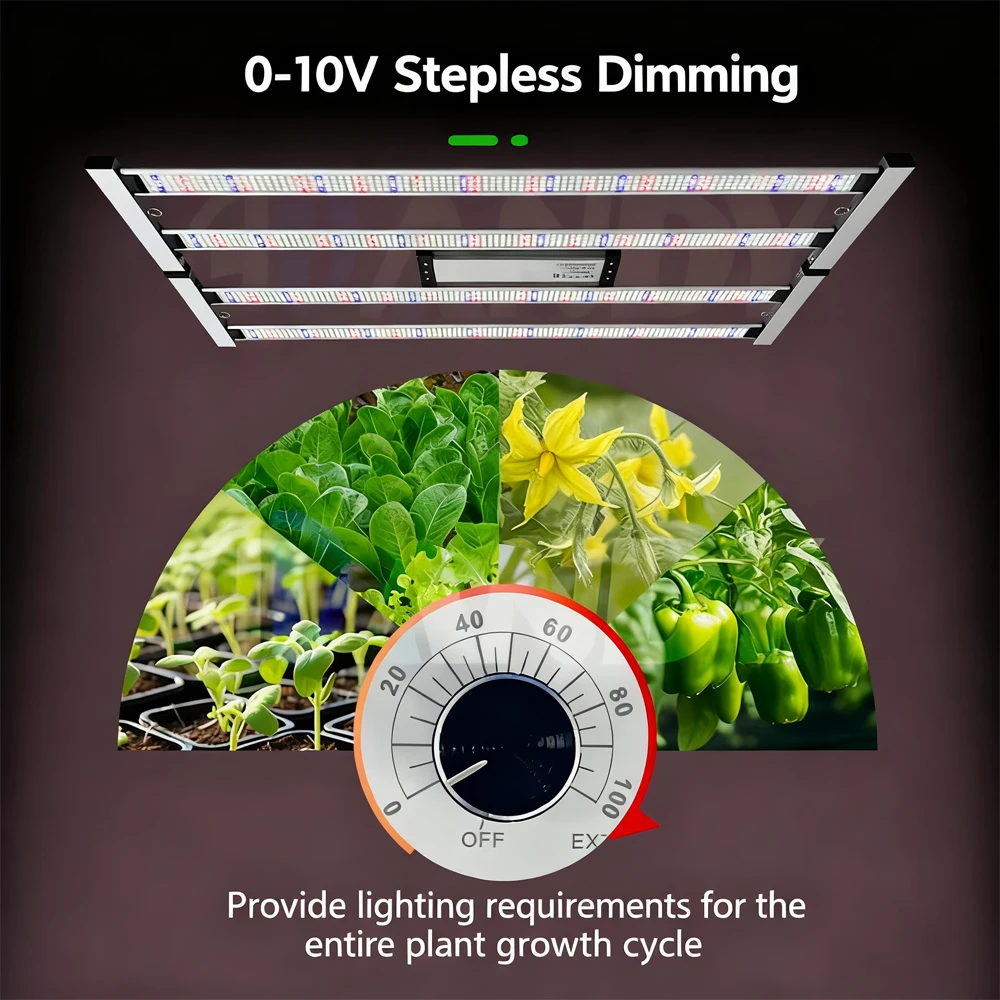 ضوء نباتي LED جديد، ضوء تكميلي للنباتات الداخلية 300 وات/400، ضوء النمو 2 × 4 قدم #3