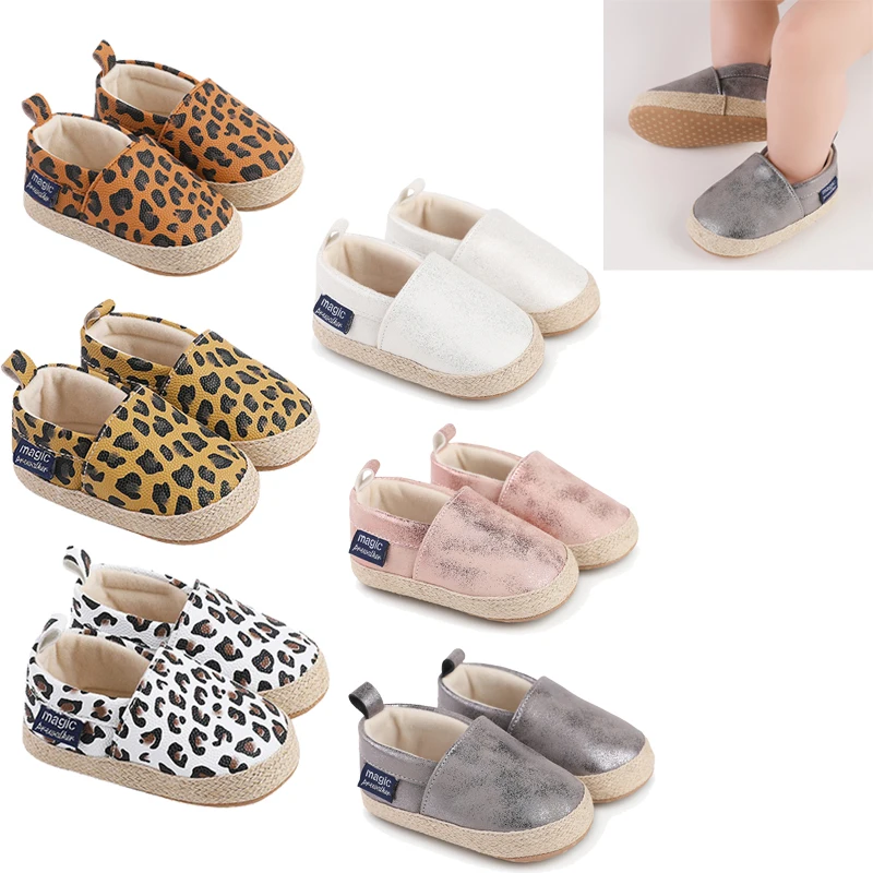 0-18M Baby Girls Shoes Leopard Print Slip on Flats Casual Walking Shoes for Newborn Infant Toddler Spring Autumn First Walkers