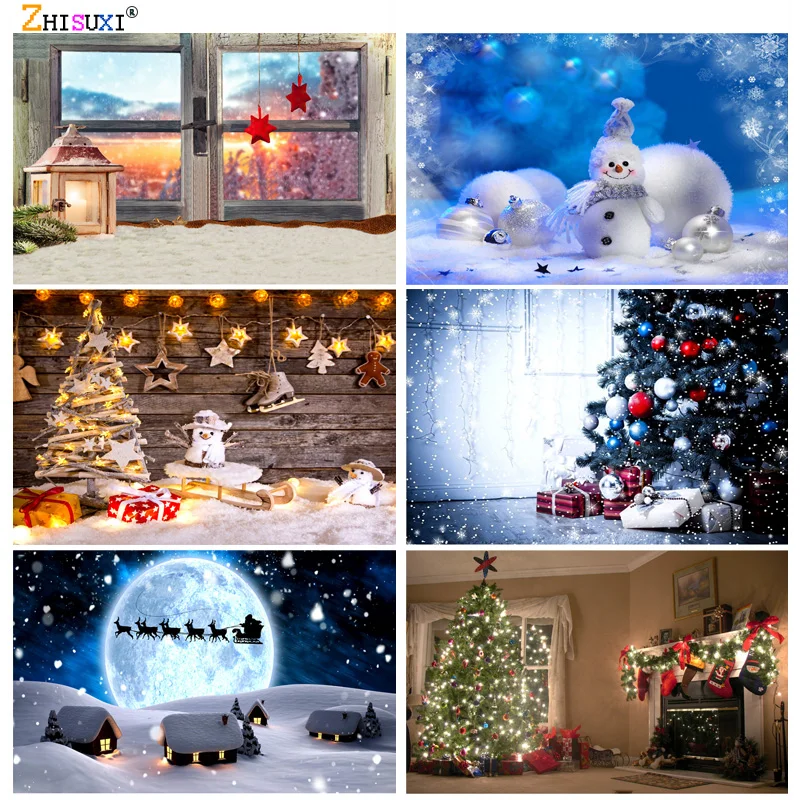 

SHUOZHIKE Christmas Theme Photography Background Snowman Christmas tree Portrait Backdrops For Photo Studio Props SLHT-02