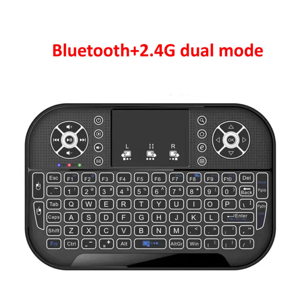 A8 mini teclado 2.4g modo duplo 7 cores backlight teclado portátil controle de mouse retroiluminado para windows android tv