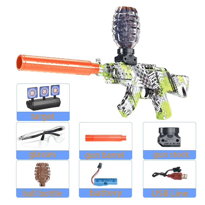 M416 Electric Ball Blaster AK Gun Target Toy Pistol Shooting Sport Game Outdoor High Speed Rechargeable Game Parties For Adult