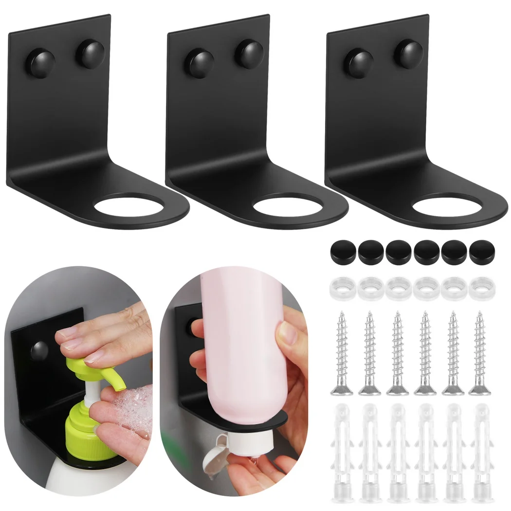 Soap Bottle Dispenser Holder Shampoo Bottle Bracket Wall Mounted Bathroom Accessories Shelf For Shampoo Shower Gel Kitchen Shelf