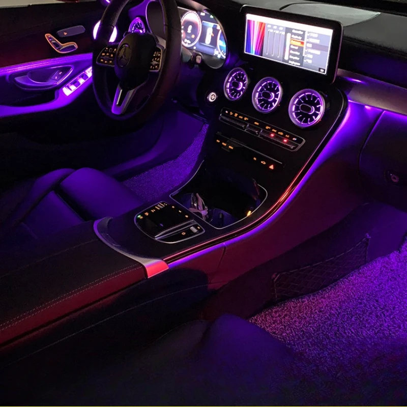 It is suitable for Mercedes-Benz ambient light 7-piece set W205 modified C-class GLC260 upgraded 64-color C-class air outlet