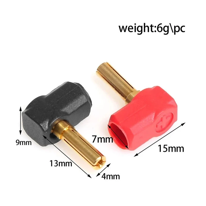 RC Car 2pcs/set L-shape Hard Shell Metal Heatsink Bullet Plugs & Grips 4mm for 1/10 Off-Road Truck RC Car Upgrade Parts