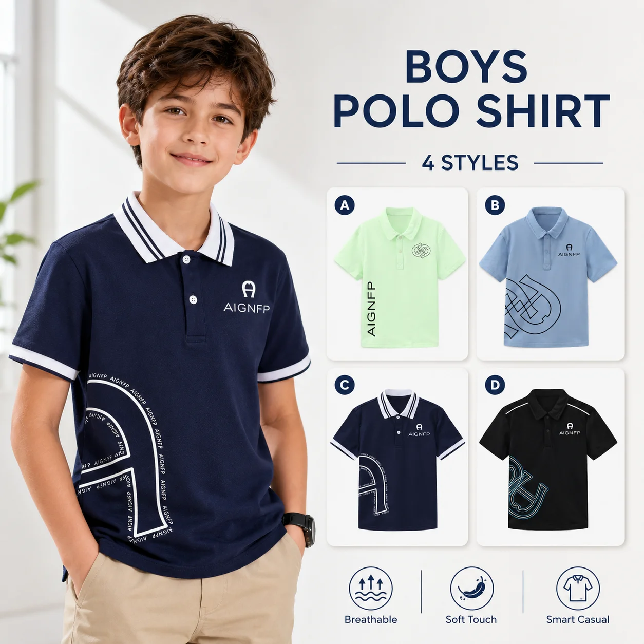 

Kids summer clothes fashion trend Boys' polo shirt casual wear breathable 100%cotton lapel top children short-sleeved polo shirt