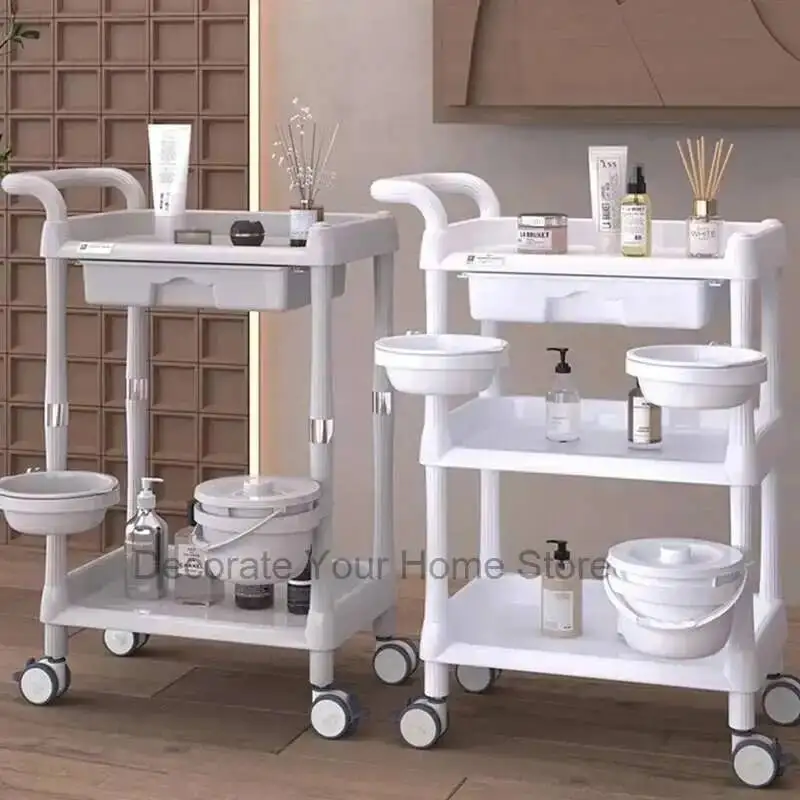 

Trolley Pink Storage Auxiliary Aesthetic Hairdressing Multifunction Cart For Beauty Salon Carrello Attrezzi Spa Furniture MQ50TC