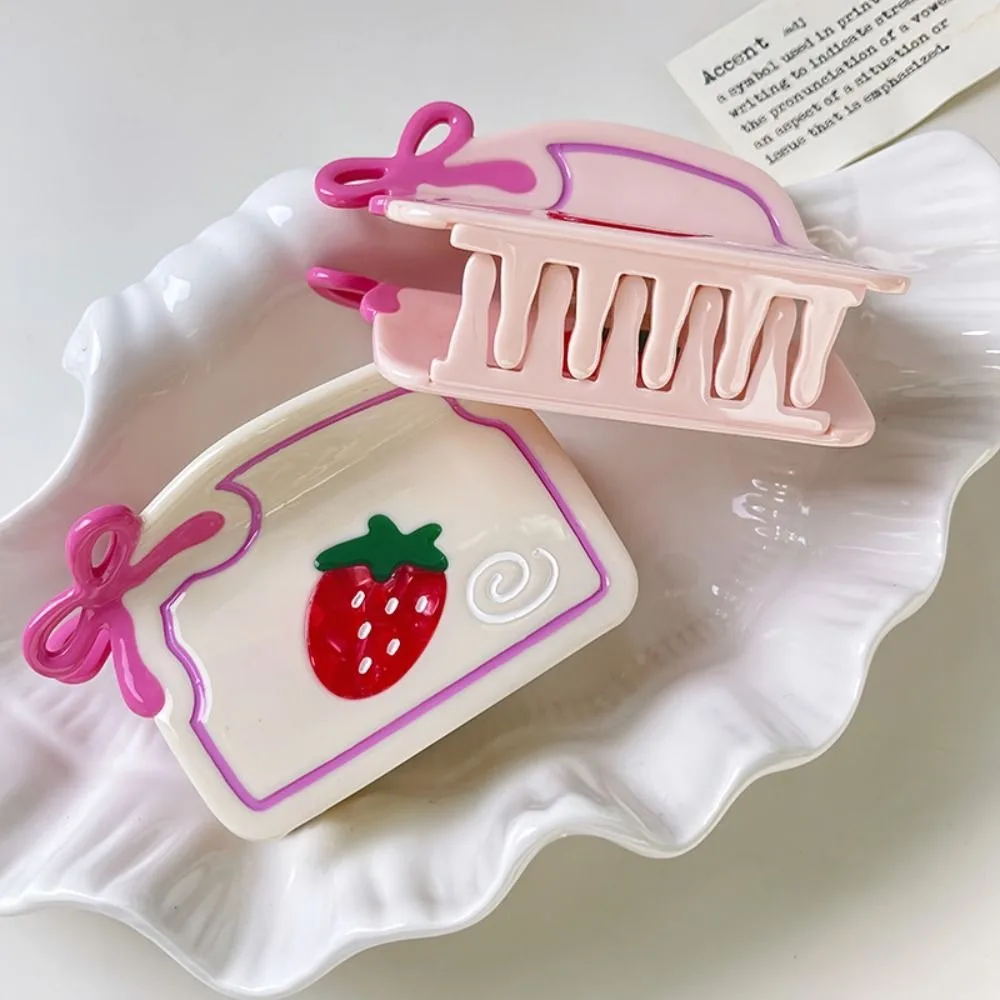 

Daily Cute Strawberry Grab Clamps Sweet Bow Cartoon Hair Claw Geometry Headwear Acetic Acid Shark Clip Female
