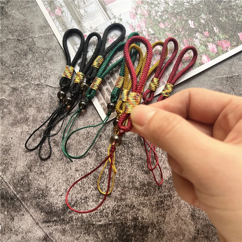 10Pcs Batch Cell Phone Pendant with Beads Rope Hang Mobile Phone Lanyard Small Short Smartphone Strap Simple Keychain Lanyard