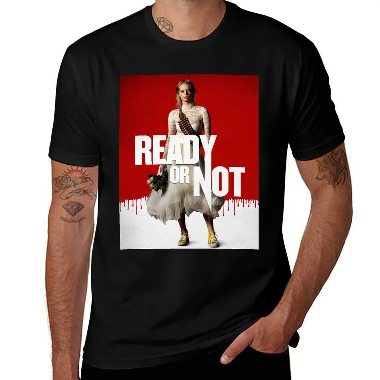 

Ready Or Not Movie Posterr T-Shirt t shirts for man graphic vintage t shirts for man cotton T-Shirt