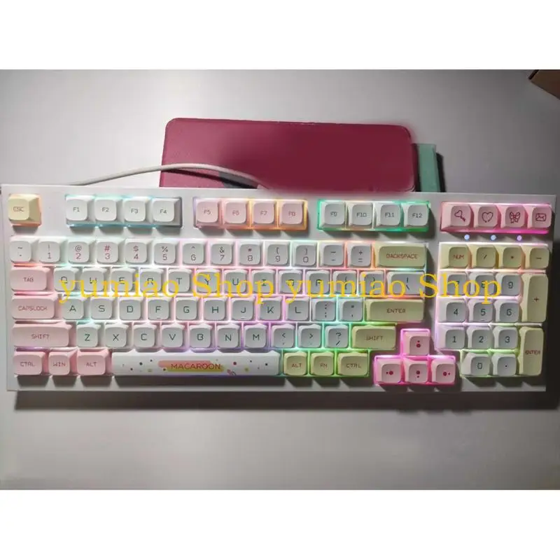 

587B XDA Height Keycaps Macaron Ethermal Color 146PCS Macaron Color Keycap for Mechanical Keyboard Upgrades