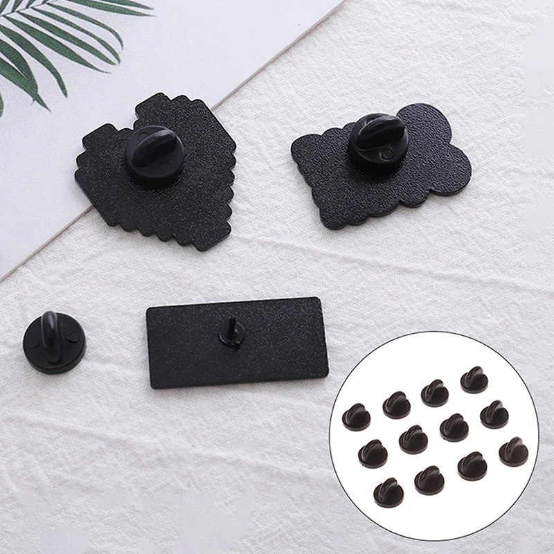 20Pcs Black Transparent Rubber Brooch Pin Back Squeeze Badge Holder Brooch Accessories