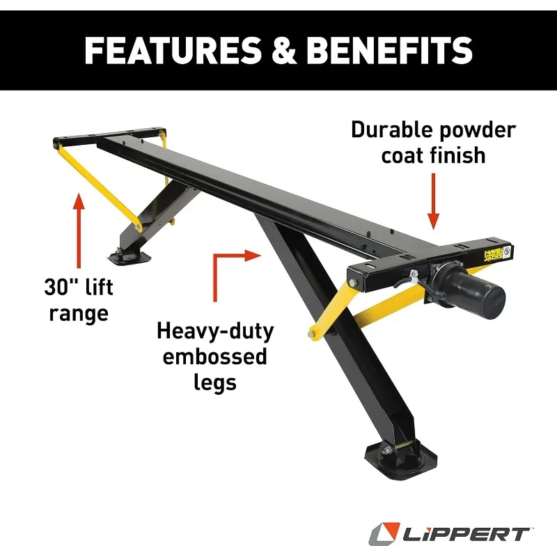 PSX1 High-Speed RV Power Stabilizer Jack System, No-Switch Assembly, Automatic Adjustment, Heavy-Gauge Powder-Coated Steel Frame