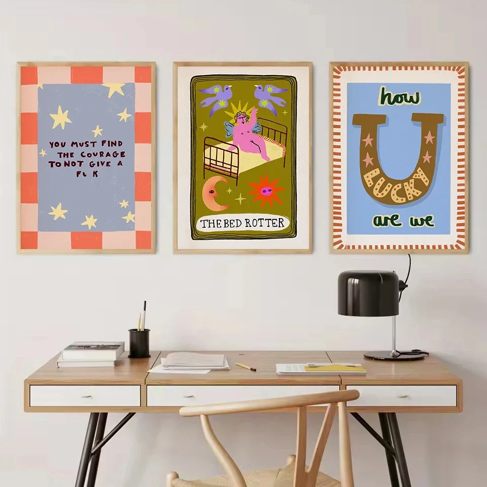 No Framed Printing Picture Colorful Humorous House Slogan Mental Quotes Illustration Nordic Poster Canvas Painting Wall Art Home