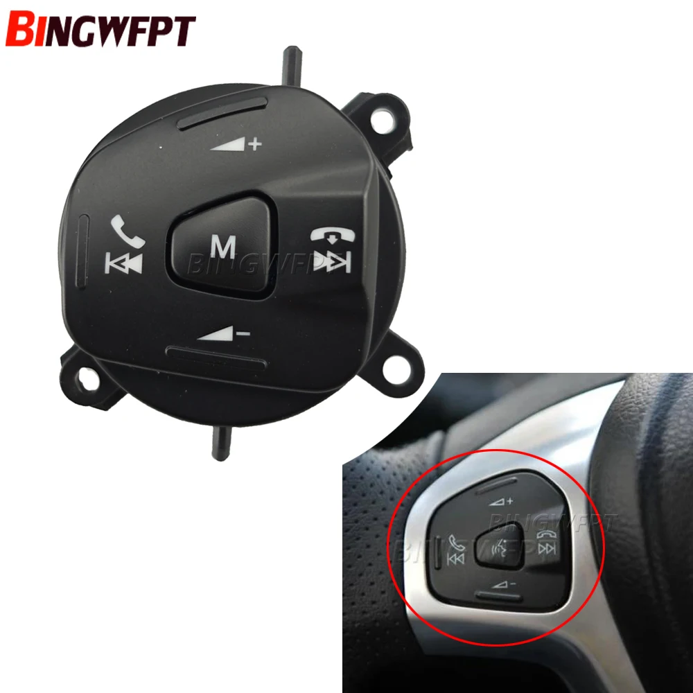 Steering Wheel Volume Control Swiitch Button Blue Backlight For Ford Fiesta MK7 MK8 Ecosport 2013 2014 2015 Car Accessories