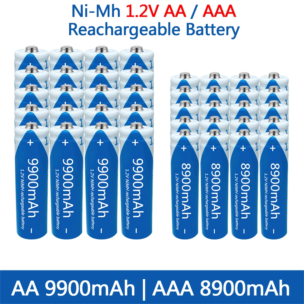 AA AAA baterie 1.2V dobíjecí baterie NIMH baterie vysoký schopnost 9900mah dobíjecí baterie pro hraček daleký ovládání myš