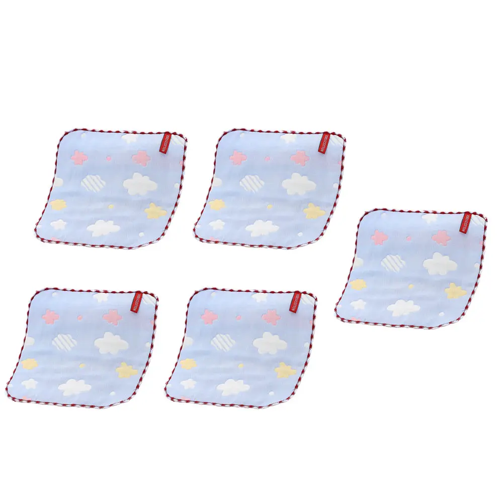 

5Pcs Pure Cotton Six-Layer Small Towels Kindergarten Hand Towels Random Color Soft Durable Baby Face Cleaning Square Washcloth