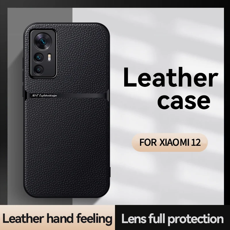 For Xiaomi Mi 12 12S Pro Case Car Magnet Holder Leather Texture Phone Case For Xiaomi Mi 12 12X Mi12 12S Shockproof Back Cover