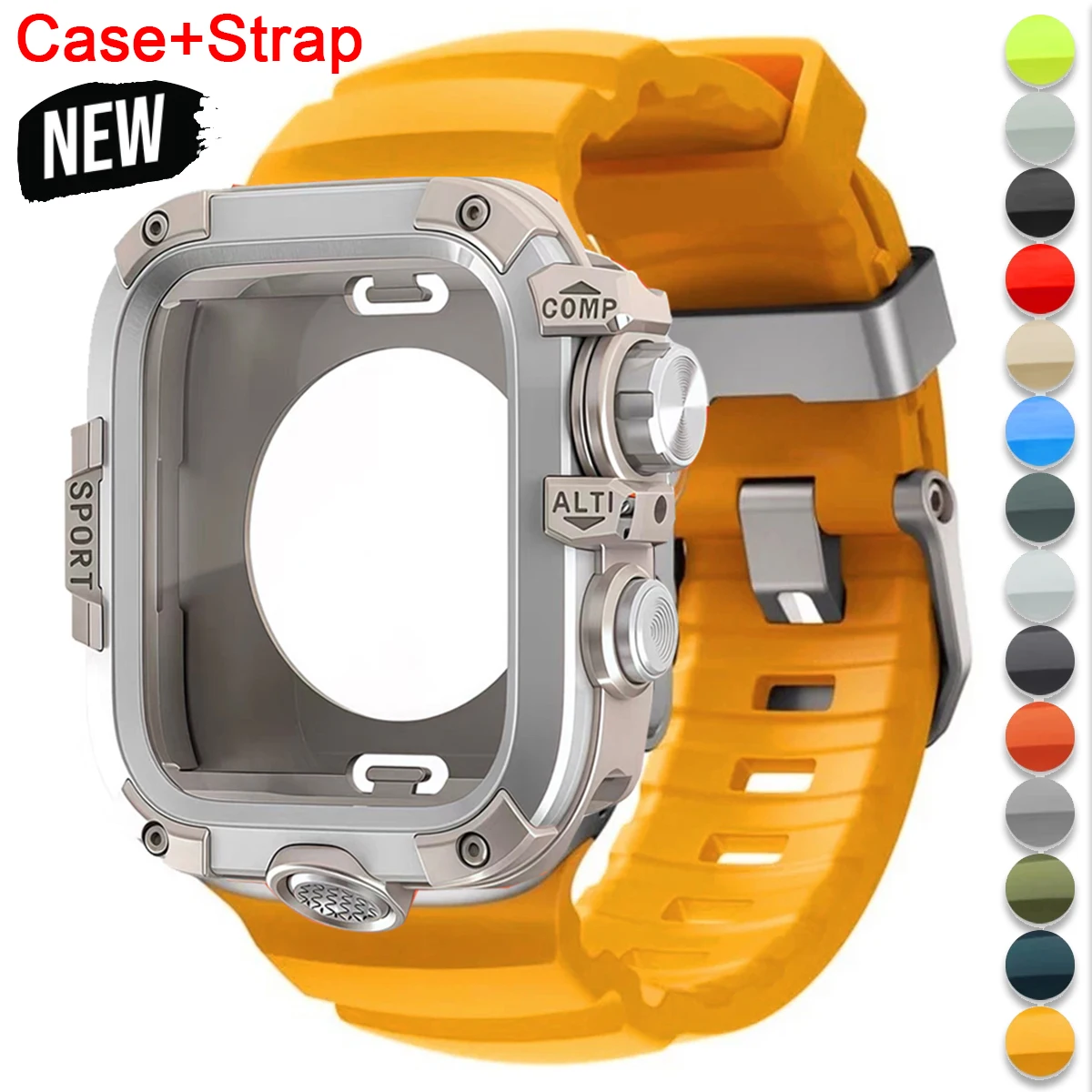 

Silicone Strap+Metal Case For iWatch Ultra2 3 For Apple Watch 10/9/8/1/2/3/4/5/6/7 Sports Bracelet Band 46mm 49mm 45mm 44mm 42mm