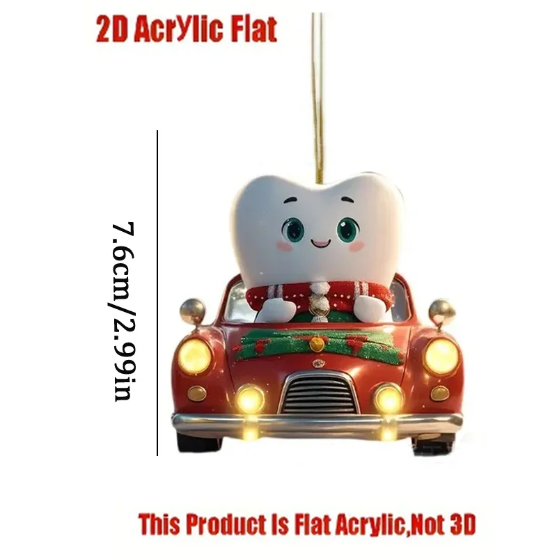 Christmas Teeth Shape Pendant New Year Christmas Party Decoration Pendant, Christmas Tree Decoration Dental Gift 7.6cm/2.99inch