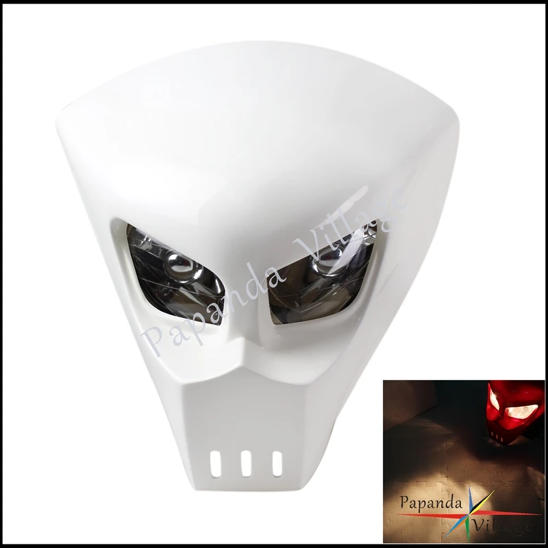 Motorcycle 12V Skeleton Front Headlight Fairing Handmade Skull Head Lamp Cover Mask for Yamaha Honda Suzuki Kawasaki Ducati