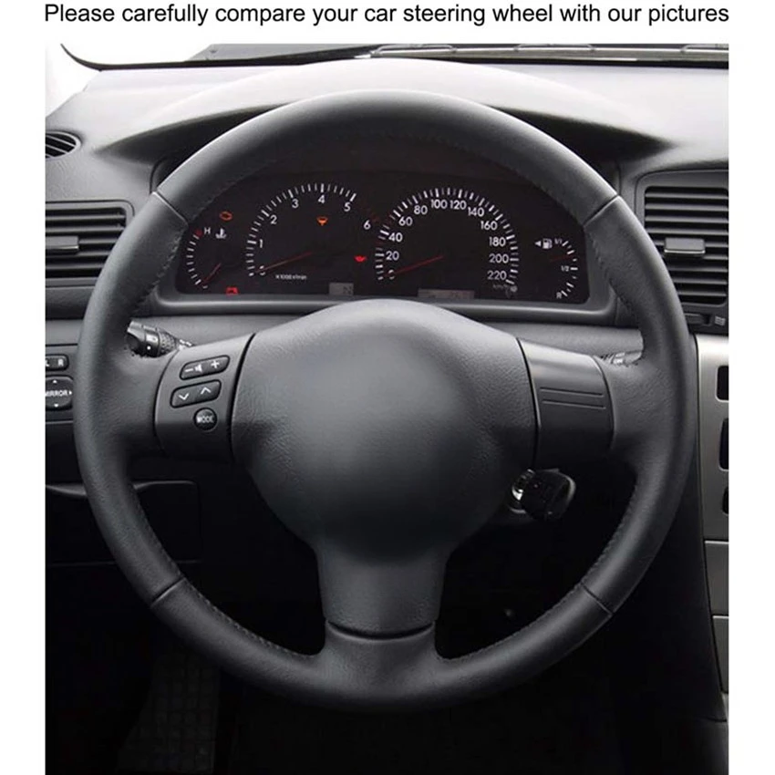 DIY Black PU Artificial Leather Car Steering Wheel Cover for Toyota Corolla 2004-2006 Caldina 2002-2007 RAV4 (US) 2005