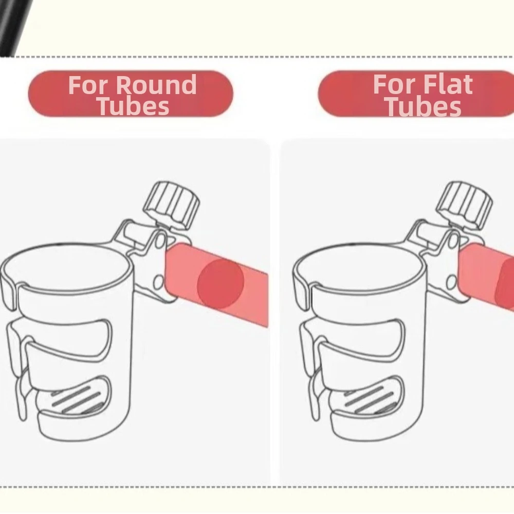Multifunctional Strollers Cup Holder Adjustable Clamp Black Plastic Stroller Cup Holder Armrest Mount Universal Design