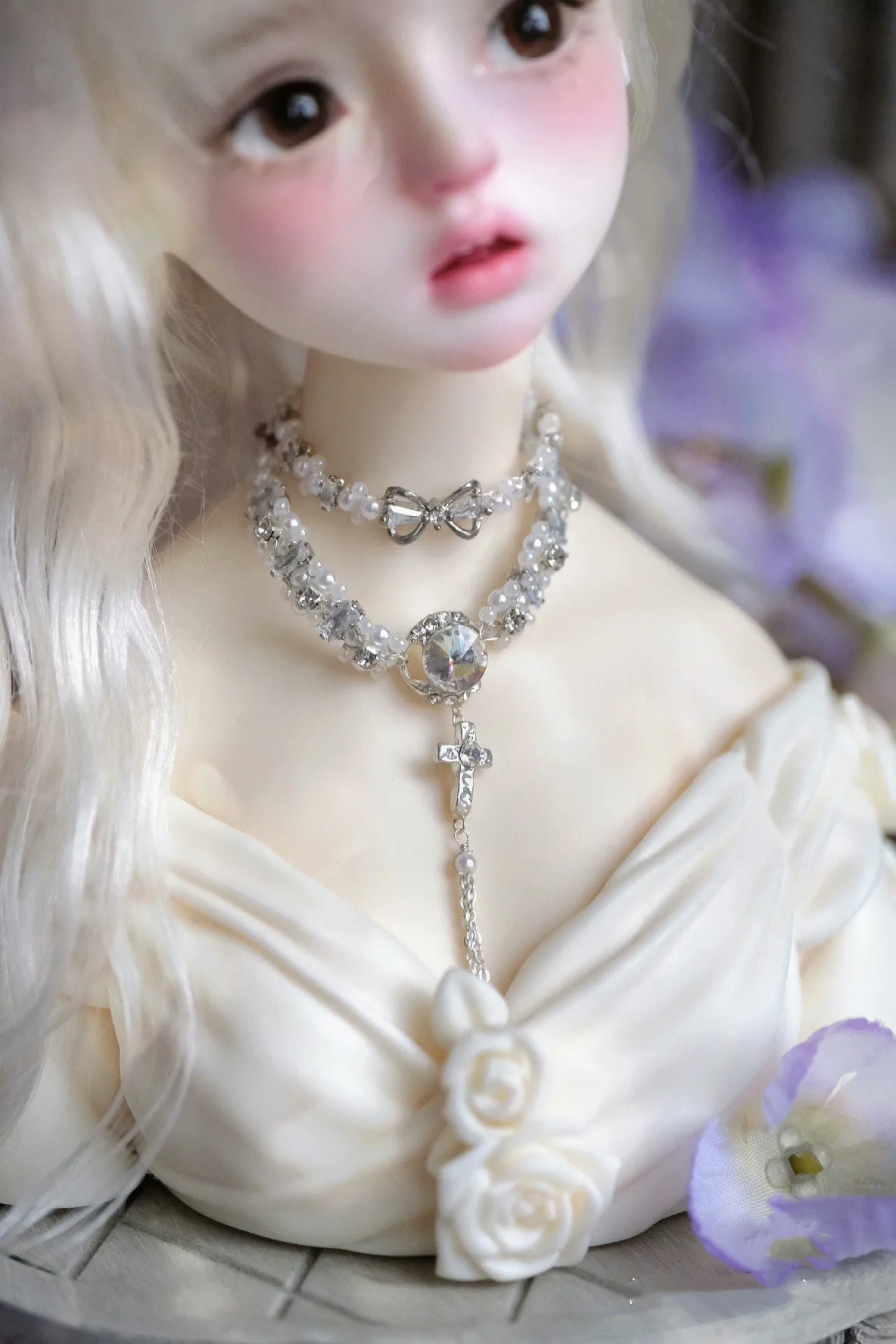 Exquisite Doll Accessories 1/4 Pearl Zircon Necklace Free Shipping