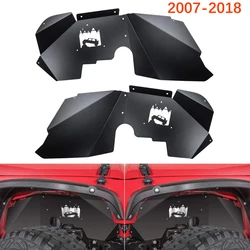 Front Inner Fender Liners for Jeep Wrangler JK JKU 4WD 2007-2018 Off-Roader Logo Corrosion-Resistant Aluminum - (Black)