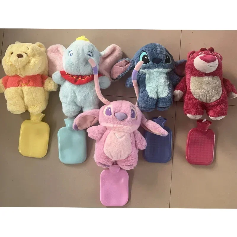 Disney Stitch Angel Lotso Pooh Bear Dumbo Plush Hand Warm Bottle Hot Water Bottles Portable Warm Hand Bag Hand Warmer Xmas Gifts