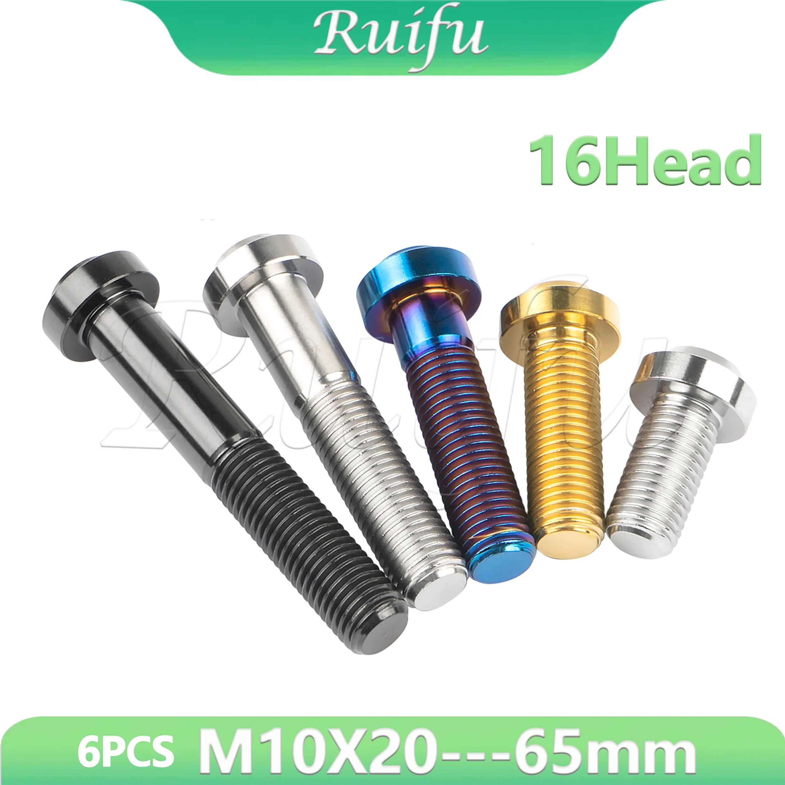 

Ruifu Titanium Bolt 6PCS M10x20—- 65mm Pitch 1.25/1.5mm T45 Torx Head for Motorcycle Car