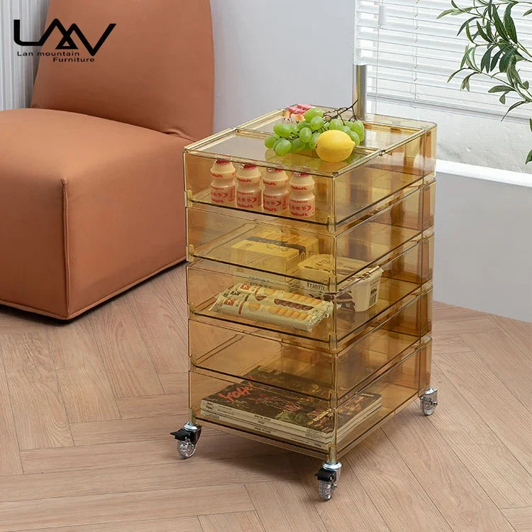 Home Plastic storage cart Bathroom shelf Wheeled snack storage rack kitchen storage cabinet