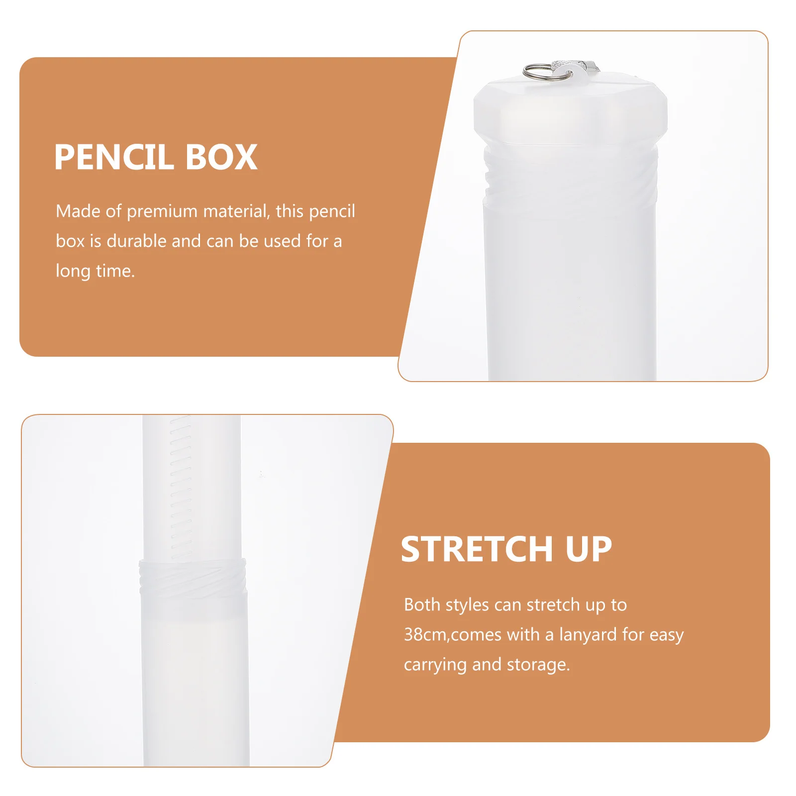 

2Pcs Transparent Pen Box Portable Pencil Case Stretchable Rope Design for Easy Organization of Study Accessories