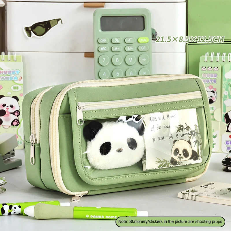 Pencil Case Large Capacity Pen Bag Stationery Storage Bag Solid Color Pencil Case Transparent Zipper Stationery Organizer