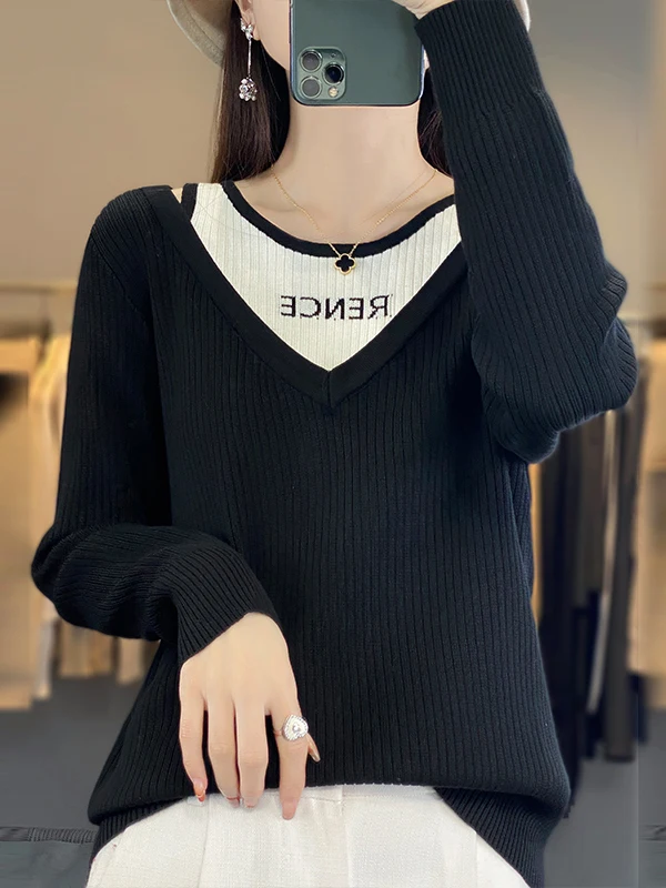 الكورية Sle التخسيس مخطط طويل Sve محبوك قاعدة المحملة المرأة ربيع الخريف حجم كبير غطاء البطن أعلى الفرنسية Sle متوسطة...