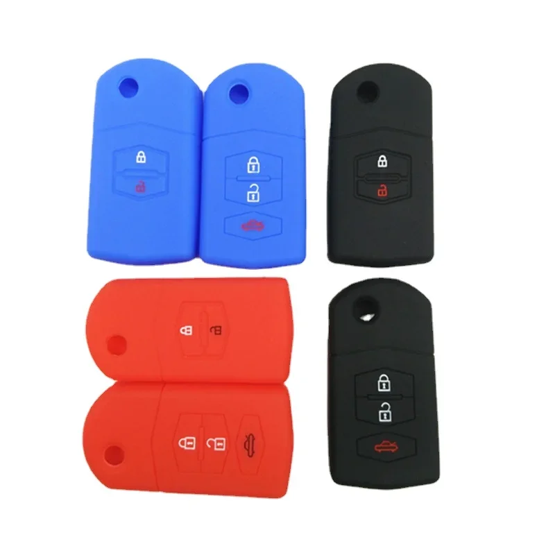 

Стайлинг автомобиля, 3 цвета, автомобильные аксессуары, сумка для ключей, коробка для ключей, силиконовый чехол для ключей, 2/3 кнопки, ключи для Mazda, хит продаж