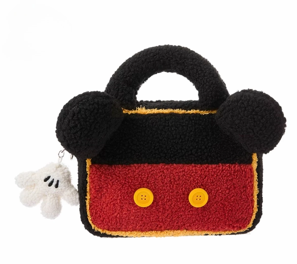 

Флисовая большая сумка Disney с Микки Маусом, зимняя теплая мягкая плюшевая сумка, милая сумка на плечо для женщин