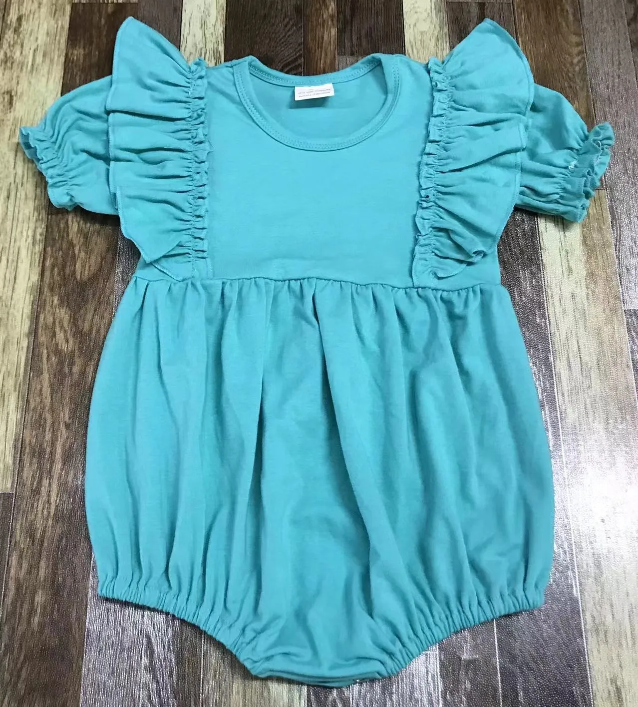 

Blue 0-2 year Romper Puff sleeves Girls baby cotton triangle short sleeve childrens clothes jumpsuit home crawling clothes