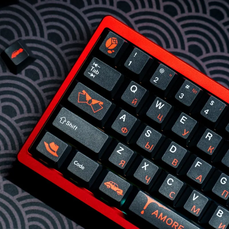 Black RedTheme Keycaps Set Customized PBT Sublimation Cherry Profile Keyboard Cap for Gaming Mechanical Keyboard Accessories