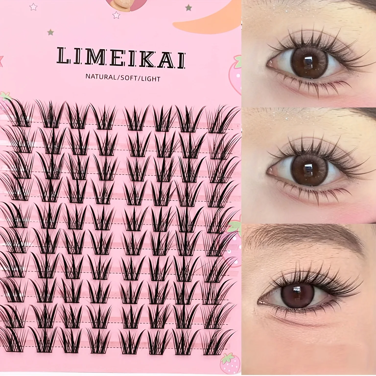 10 صفوف من مجموعة غراء الرموش المزيفة السميكة المقطوعة مع طلاء الثعلب الجبلي + غراء الرموش + مشبك رموش خاص #4